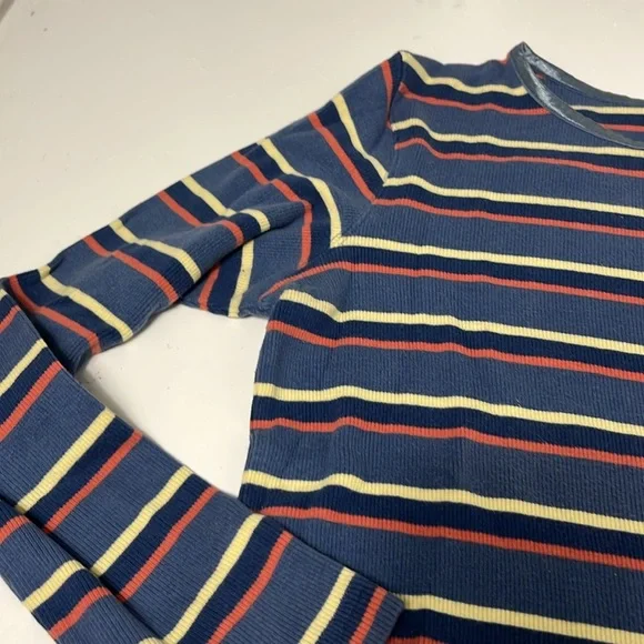 Christopher & Banks Medium Long Sleeve Blue Striped Basic T Shirt - Picture 2 of 5